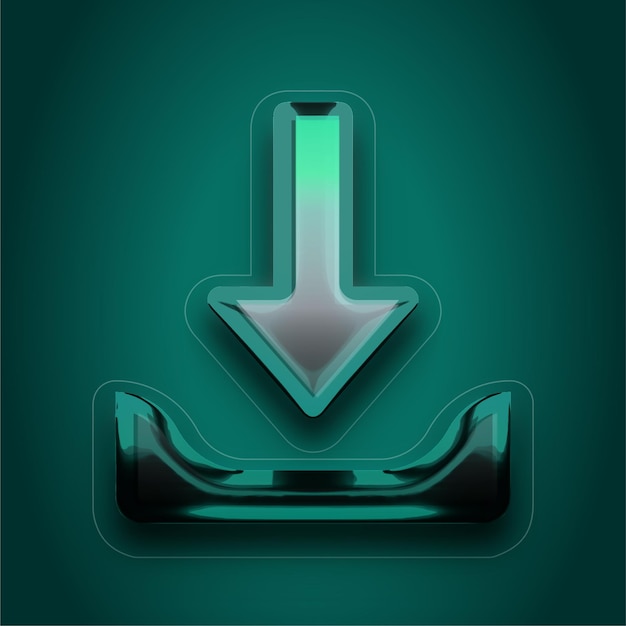 Premium 3D Green Plastic Vector Download Icon with Customizable Background