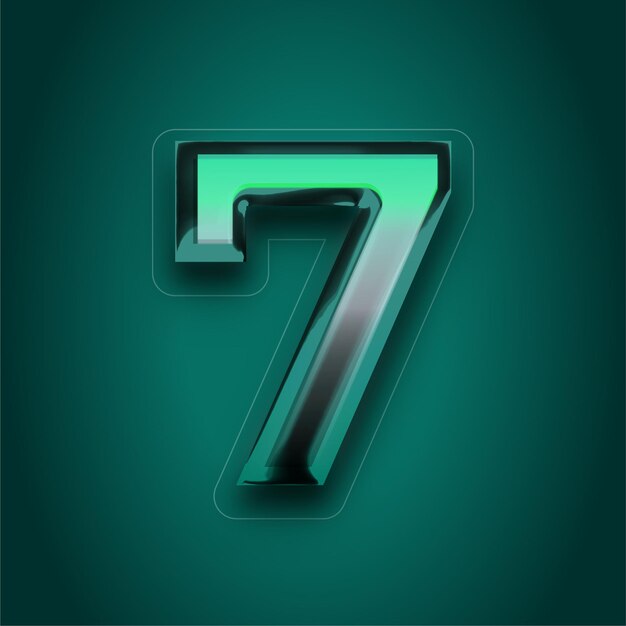 Vector premium 3d green plastic vector number 7 icon with customizable background