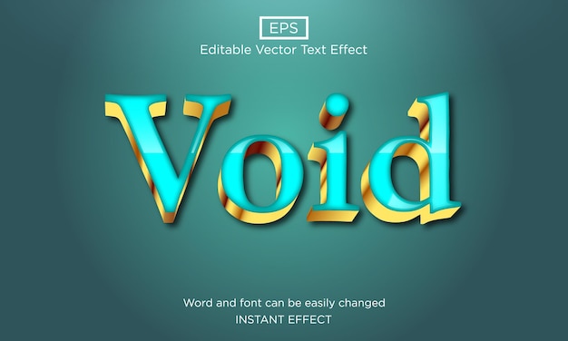 premium 3d metallic void letter editable vector font style text effect