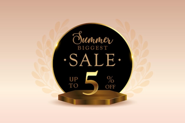 premium 3d summer sale banner discount with five 5 percent