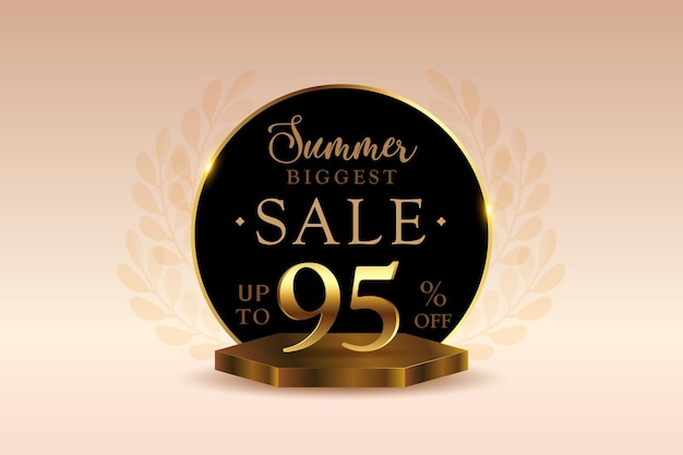 premium 3d summer sale banner discount with ninety five 95 percent