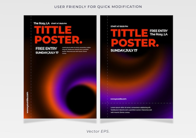 Premium abstract swirling vortex textures on black hole vector Poster flyer purple orange