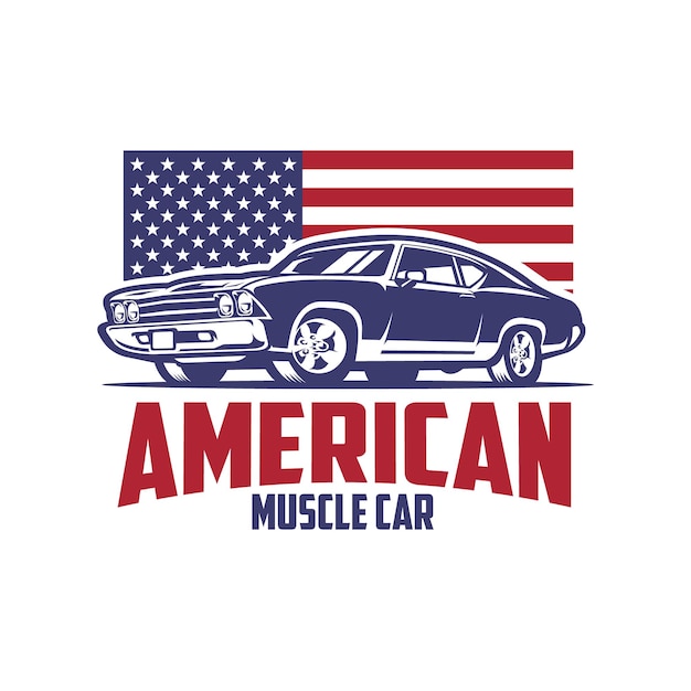 Premium American Muscle Car Illustration Vector. Best for Automotive Tshirt Design