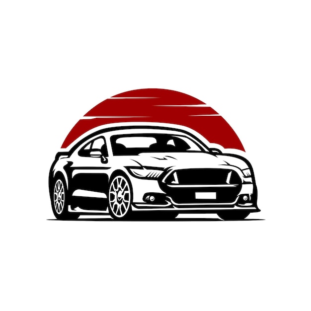 Premium american muscle car sport car side view vector illustration