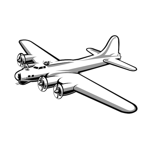 Premium B17 Bomber Plane Flying Fortress Silhouete Vector