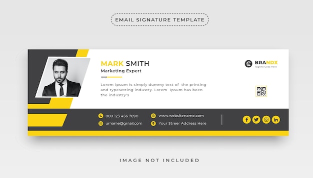 Premium Balck and Yellow Email signature or personal social media cover design