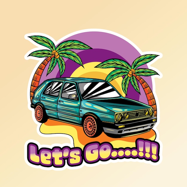 Premium Beach Car Illustration