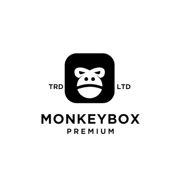 Premium black head monkey box vector logo icon illustration design