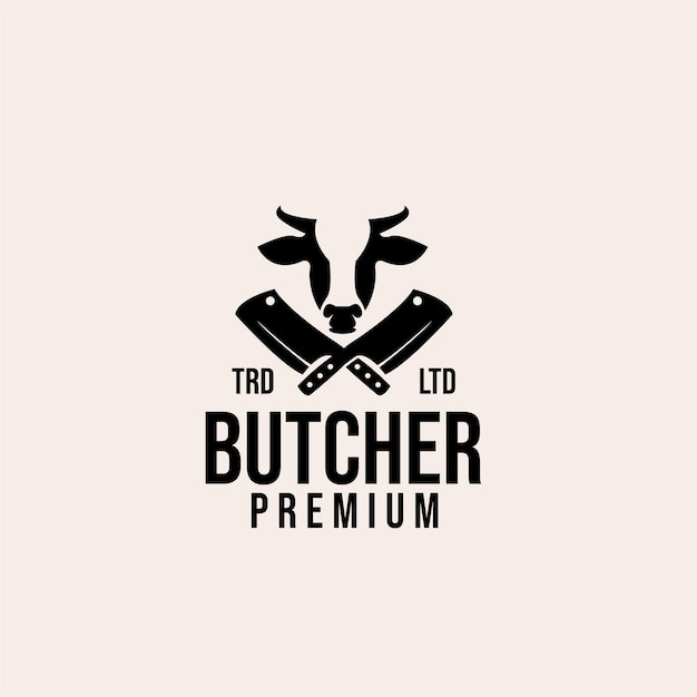 Premium butcher cow vector logo design