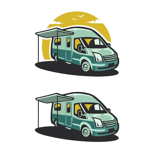 Premium camper van motorhome vector isolated illustration