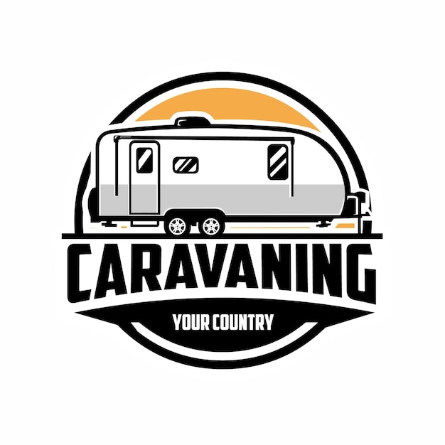 Premium Caravaning Emblem Logo Vector Illustration Isolated. Best for Caravan and Camping Logo