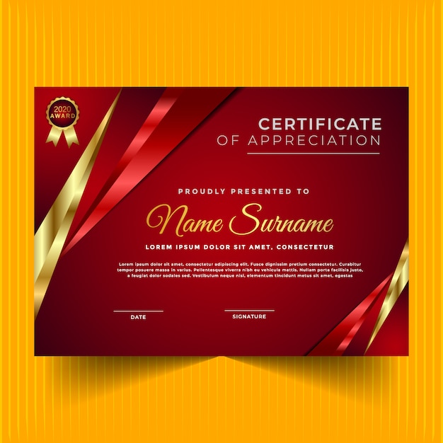 Premium certificate design with golden lines