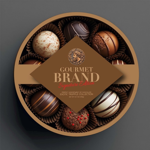 Vector premium chocolate box label design in editable eps