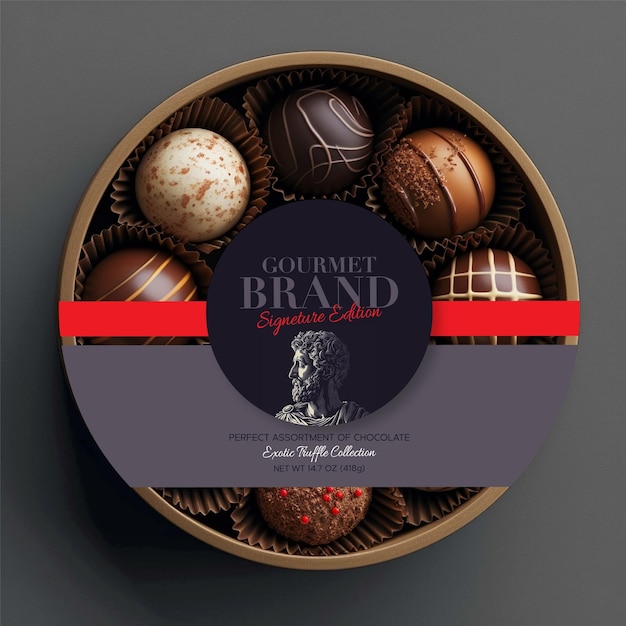 Vector premium chocolate box label design in editable eps