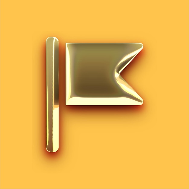 Premium Chrome Gold Flag Icon with Customizable Yellow Backdrop