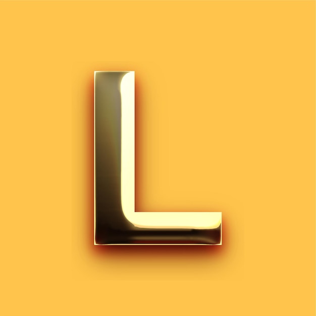 Premium Chrome Gold Letter L Icon with Customizable Yellow Backdrop