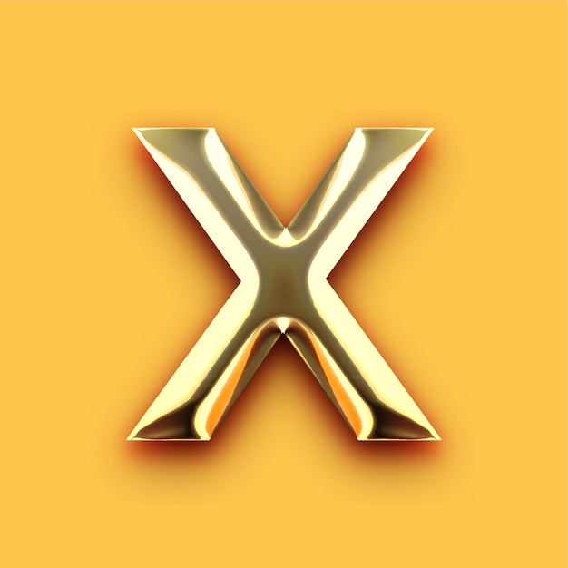 Premium Chrome Gold Letter X Icon with Customizable Yellow Backdrop