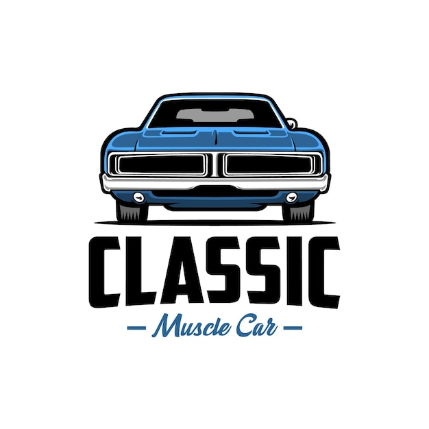 Premium classic american muscle car illustration front view vector isolated