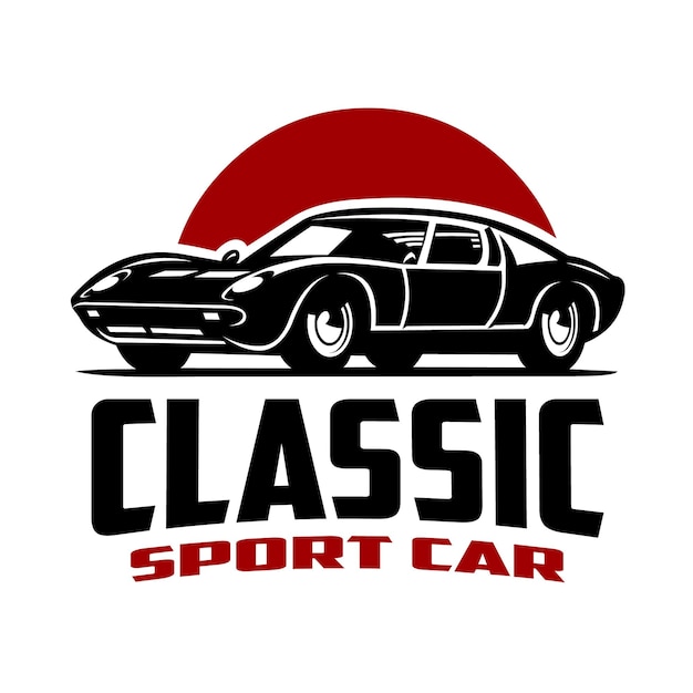 Premium classic american sport car illustration front view vector isolated