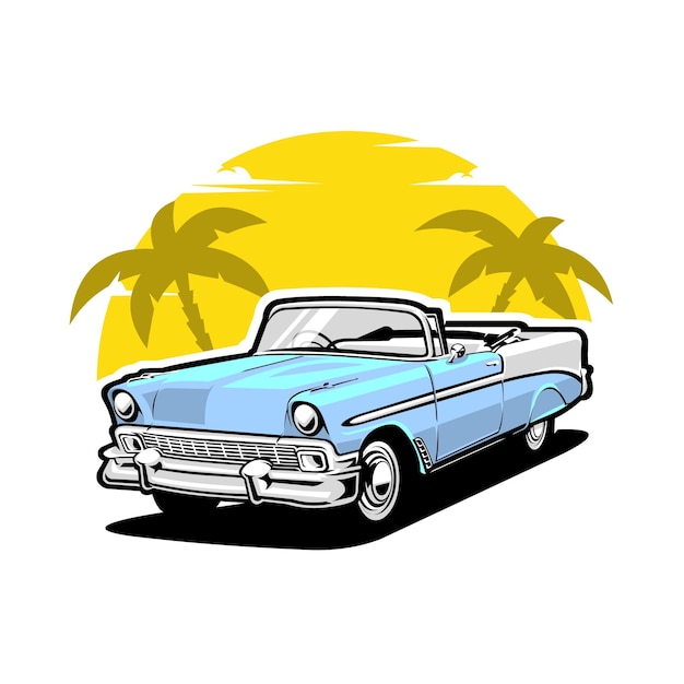 Premium Classic Car Vector Art Illustration Design Ready Made Vintage Vector Art Illustration