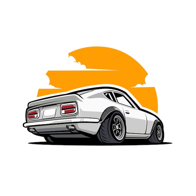 Premium Classic Japanese Sport Car Vector Illustration. Best for JDM Enthusiast Tshirt and Sticker D