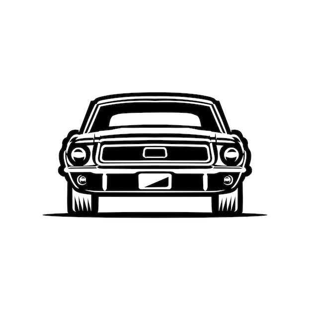 Premium classic muscle car front view vector isolated on white background