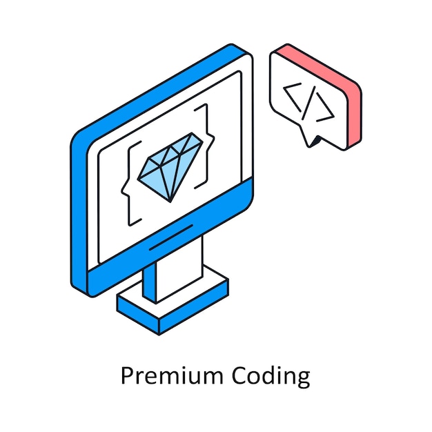 Premium Coding Isometric style icon Symbol on White background EPS 10 File