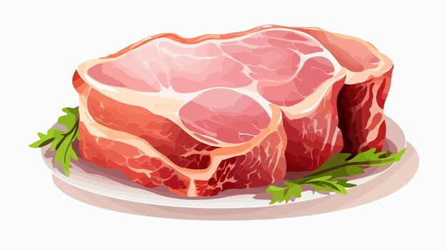 Vector premium cut pork fat and skin pieces isolated illustration