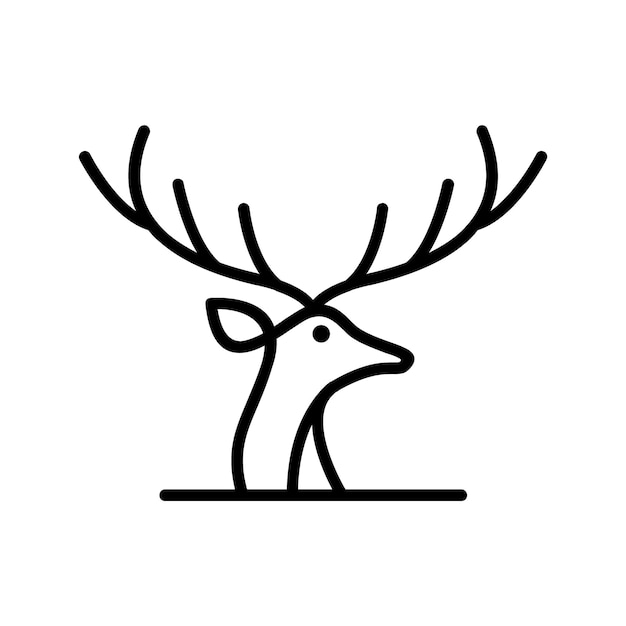 premium deer head line art design