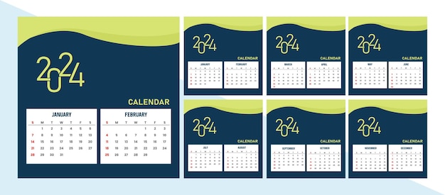 premium design calendar 2024 template for company print design needs design set