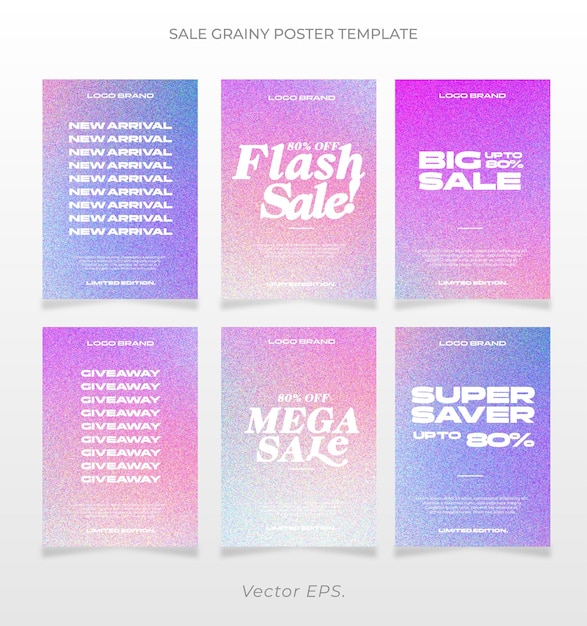 Premium Discount Sale new arrival giveaway Holographic Gradient grainy texture poster flyer full Set