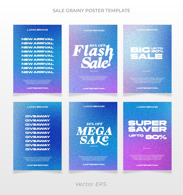 Premium Discount Sale new arrival giveaway Soft blue Gradient grainy texture poster flyer full Set