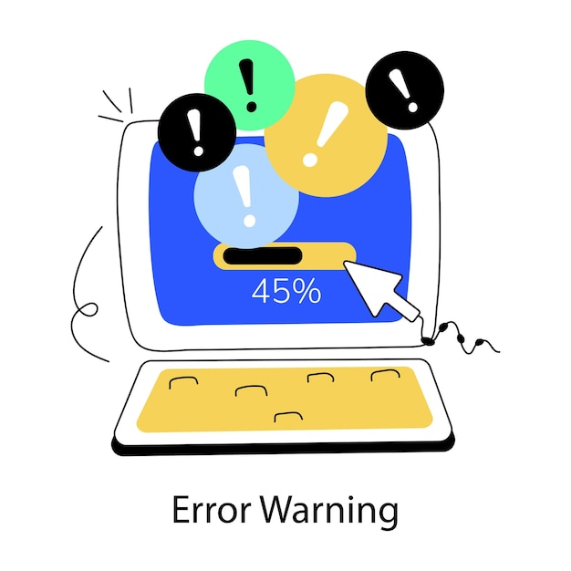 Premium doodle mini illustration of error warning