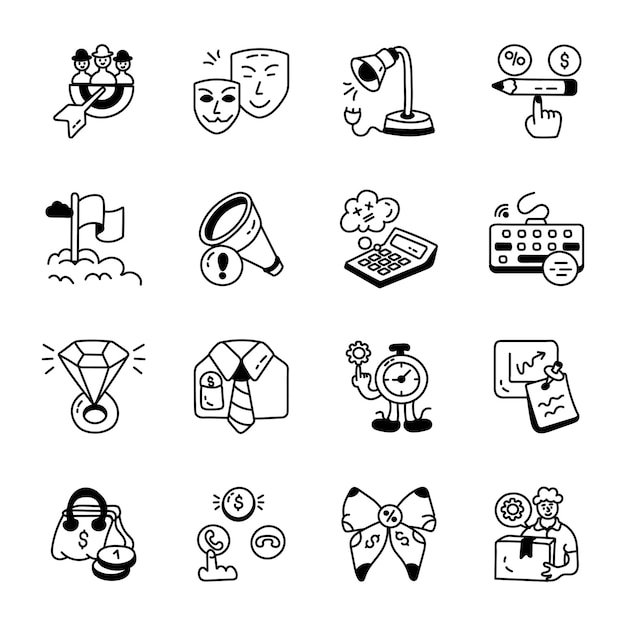 Premium Doodle Pack of Business Achievements Icons