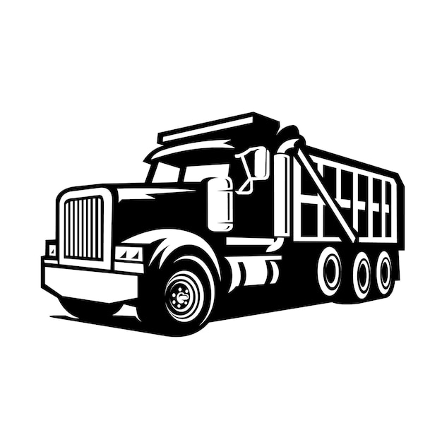 Premium Dump Truck Monochrome Vector Isolated in White Background