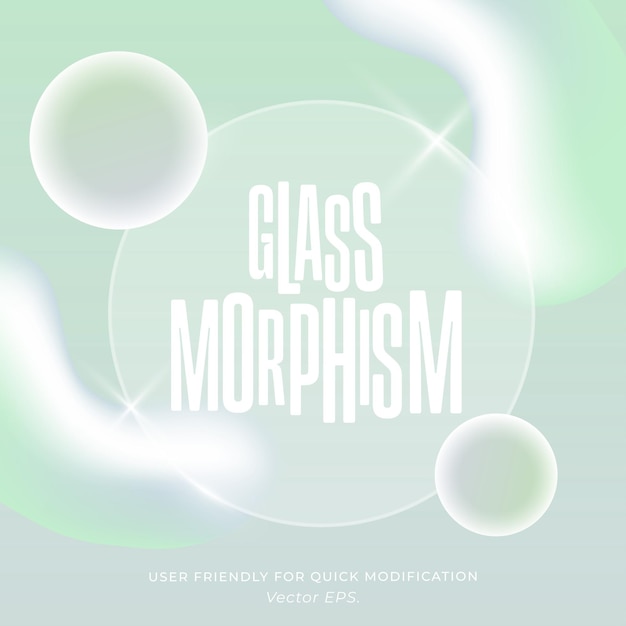 Vector premium editable glassmorphism glass effect mint green blue gradient pastel template