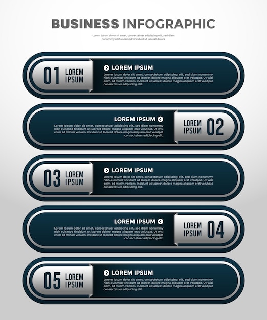 Premium Elegant 5 Step Infographic Template