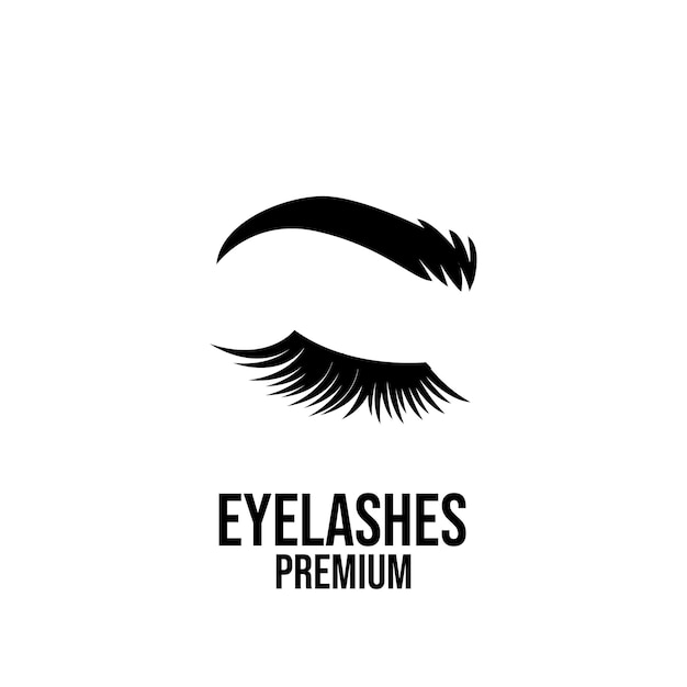 Premium eyelash extension beauty make up salon black vector design