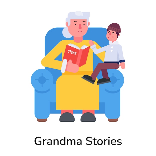 Premium flat icon depicting grandma stories