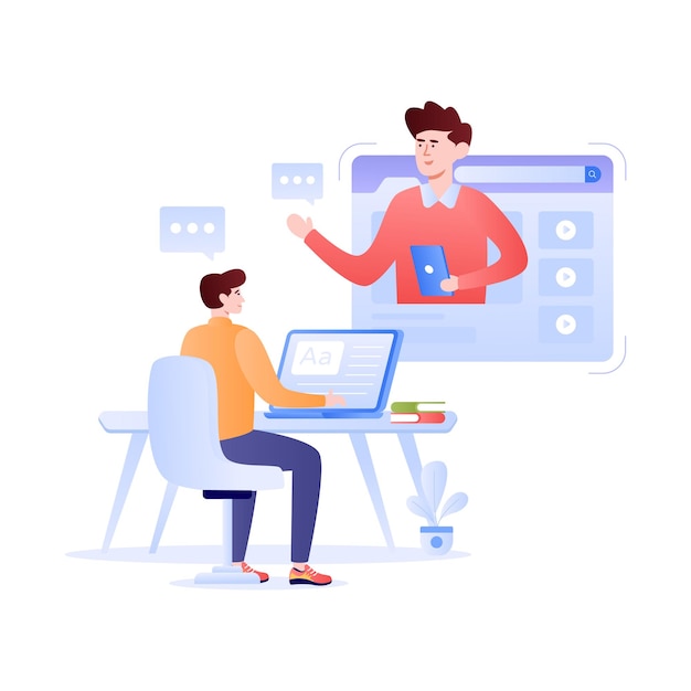 Premium flat illustration design of online course