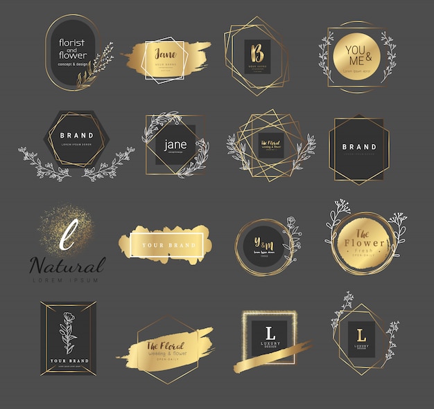 Premium floral logo templates for wedding and product