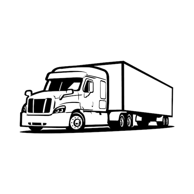 Premium Freightliner Semi Truck 18 Wheeler Vector Isolated