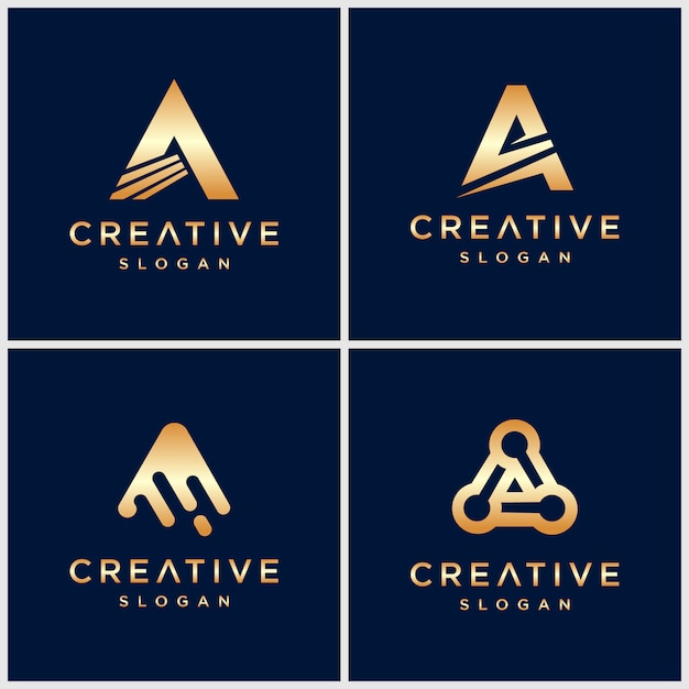 Premium gold letter a logo for company