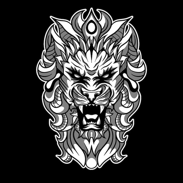 Premium Hand Drawn Vector Lion Head Coloring Book