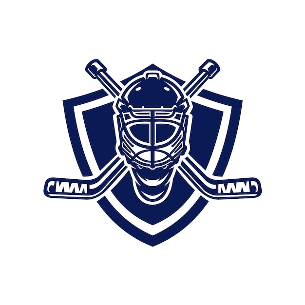 Premium Ice Hockey Helmet Logo Illustration Vector