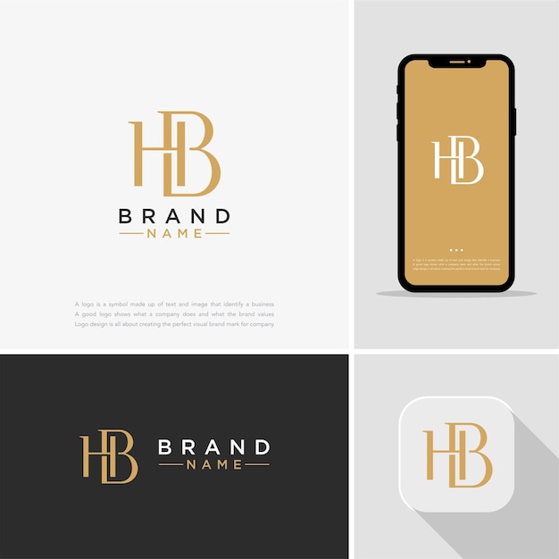 Premium Initial Letter HB or BH logo design. Trendy awesome artistic JM MJ initial based Alphabet