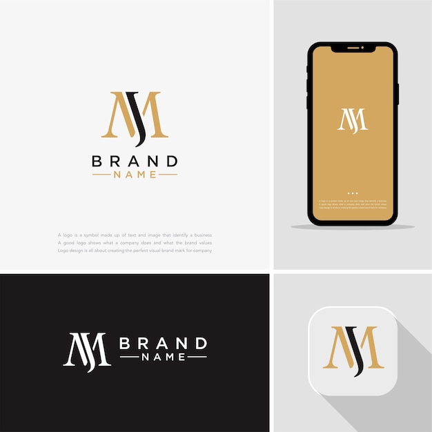 Premium Initial Letter JM or JM logo design. Trendy awesome artistic JM MJ initial based Alphabet