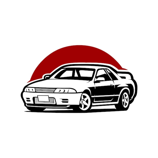 Premium Japanese 90's sport car vector illustration in white background