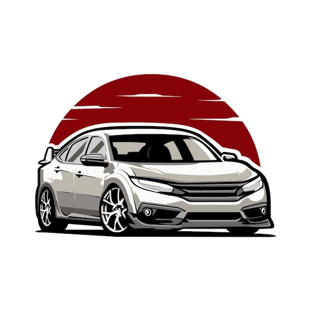 Premium JDM Japanese Sport Car Vector Illustration Isolated