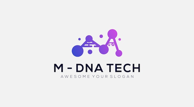 Premium Letter M DNA Technology Logo design icon